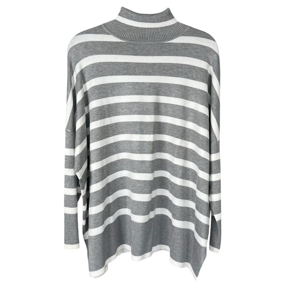 Adrianna Papell Grey Striped Turtleneck Sweater Women’s Size Medium NWT